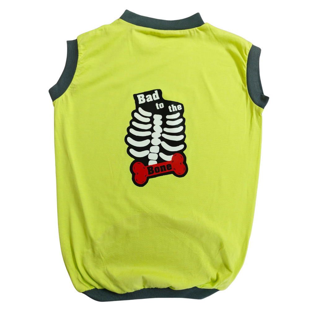 Cheeku Bad to The Bone Graphic Cotton T Shirt For Dogs and Cats (Sharp Green) image 1