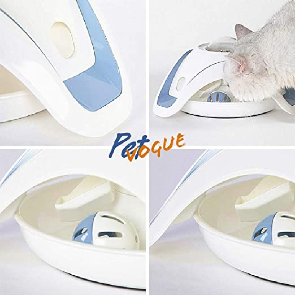 Pet Vogue Slow Feeder Toy with Bell for Cats (Blue/White) image 2