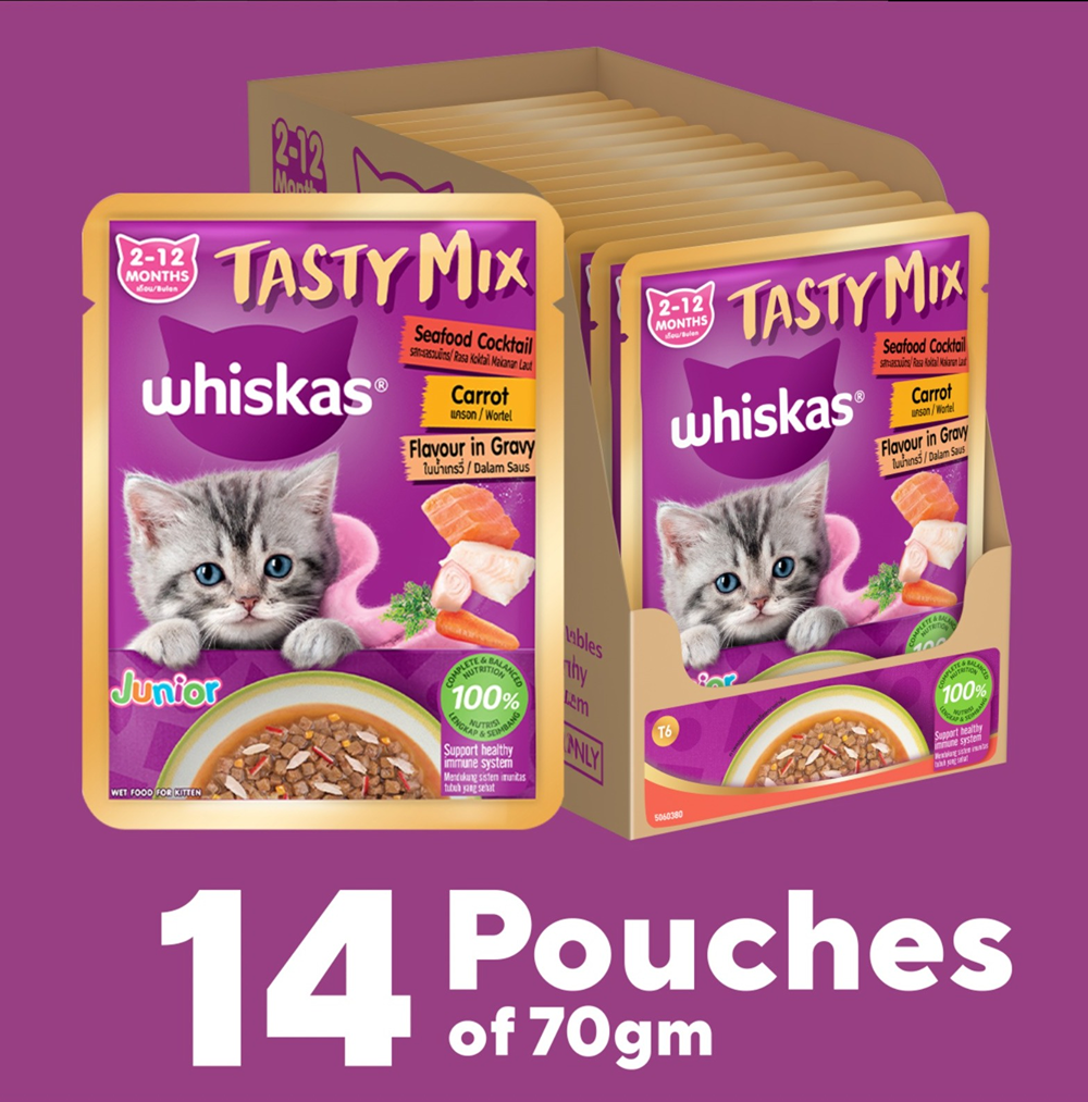 Whiskas Tasty Mix Seafood Cocktail Carrot Gravy Kitten Cat Wet Food image 5