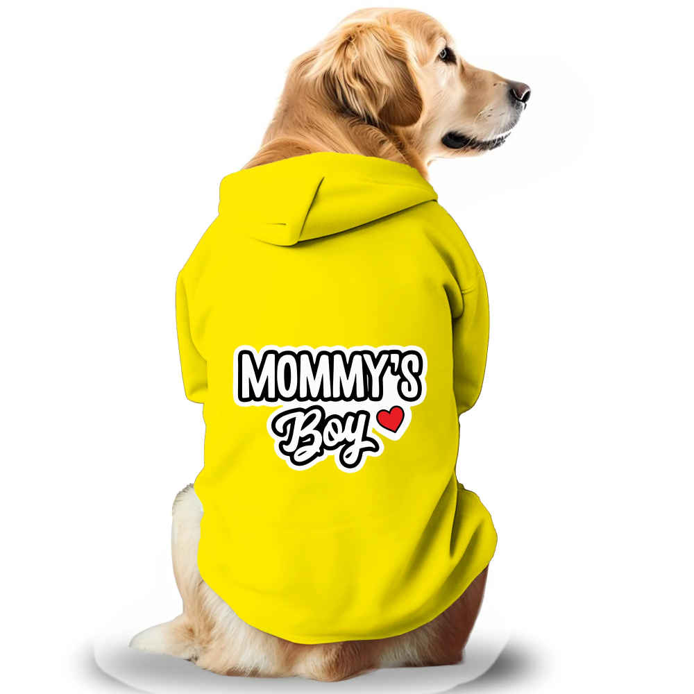 Pawsindia Mommy's Boy Hoodie for Dogs (Yellow) image 1
