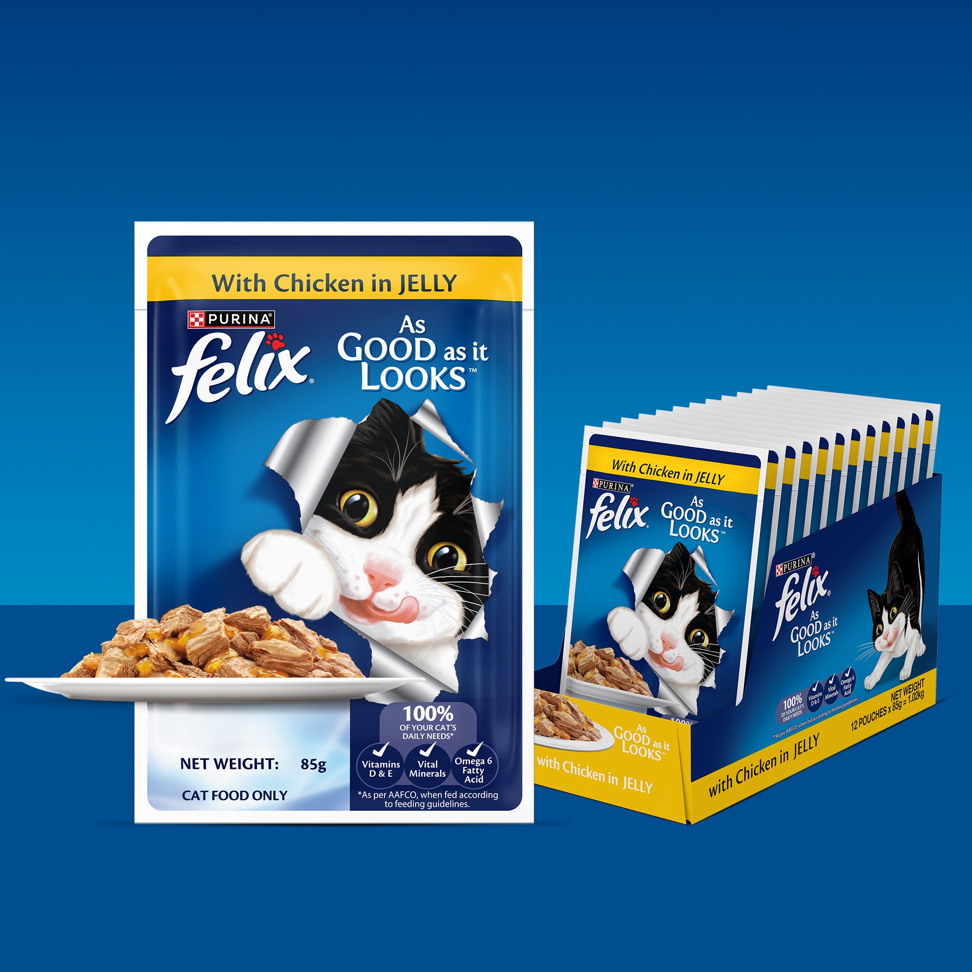 Purina Felix with Chicken in Jelly Complete and Balanced Adult Cat Wet Food image 2
