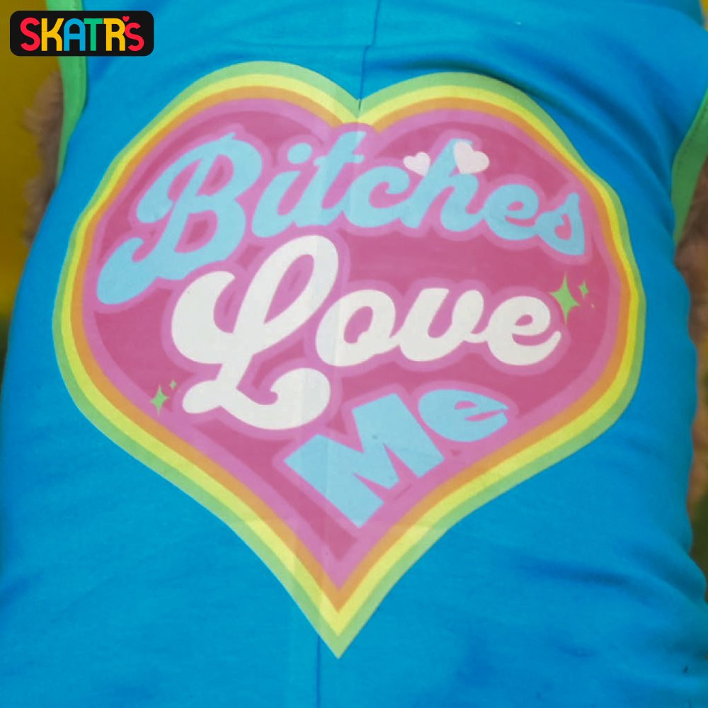 Skatrs Bitches Love Me Printed Summer Cotton T Shirt for Dogs and Cats (Blue) image 3