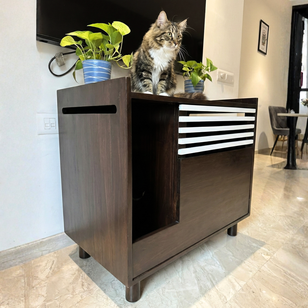 FurryLiving Lulu Litter Cabinet for Cats (Dark Brown) image 2
