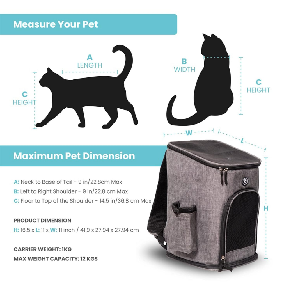 Barkbutler x Fofos Backpack Carrier for Small Dogs and Cats (Grey) image 2