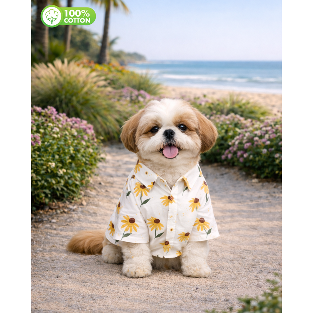 15 Furries Sunflower Printed Cotton Shirts for Dogs (Yellow)