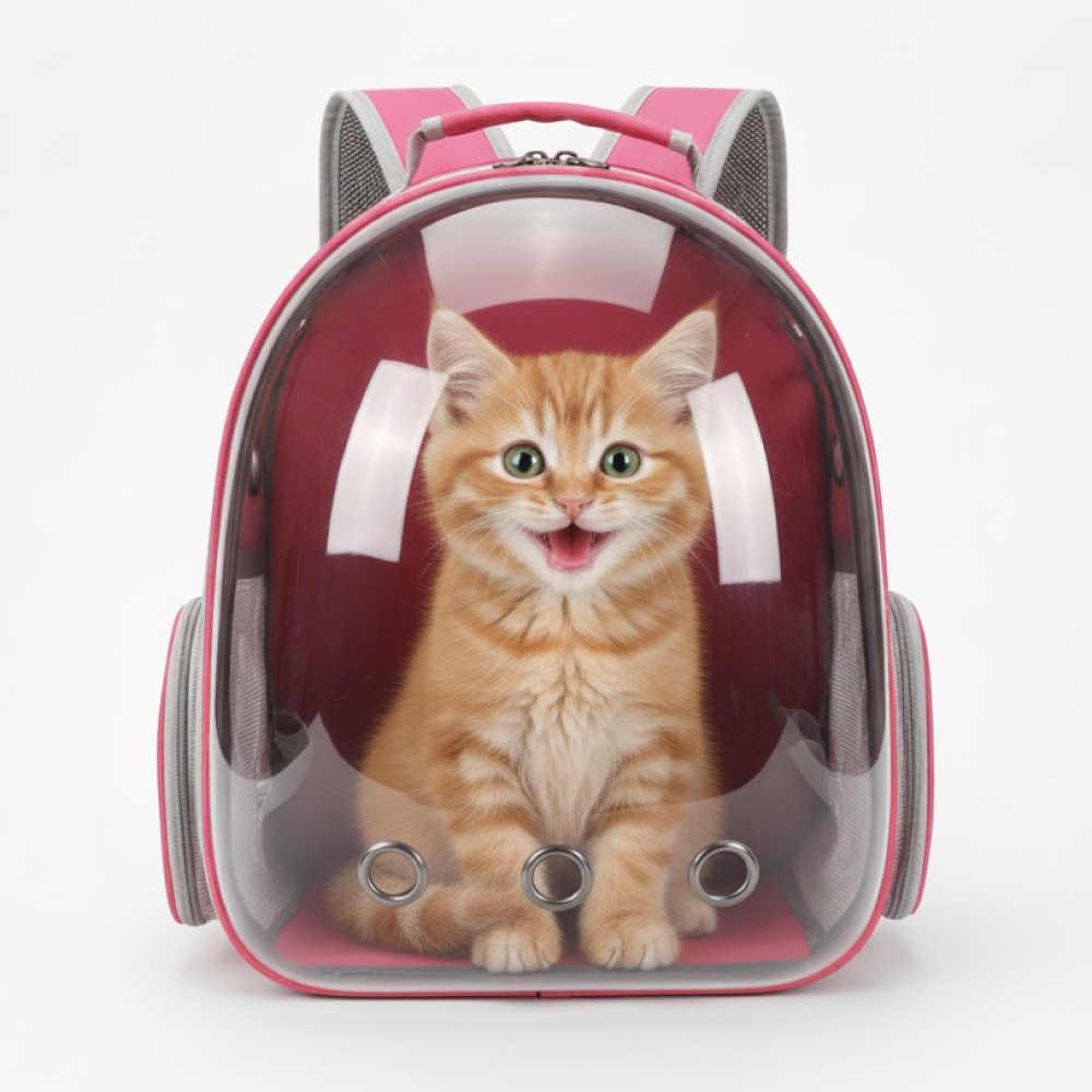 Skatrs Astronaut Space Capsule Carrier Backpack for Cats (Red)