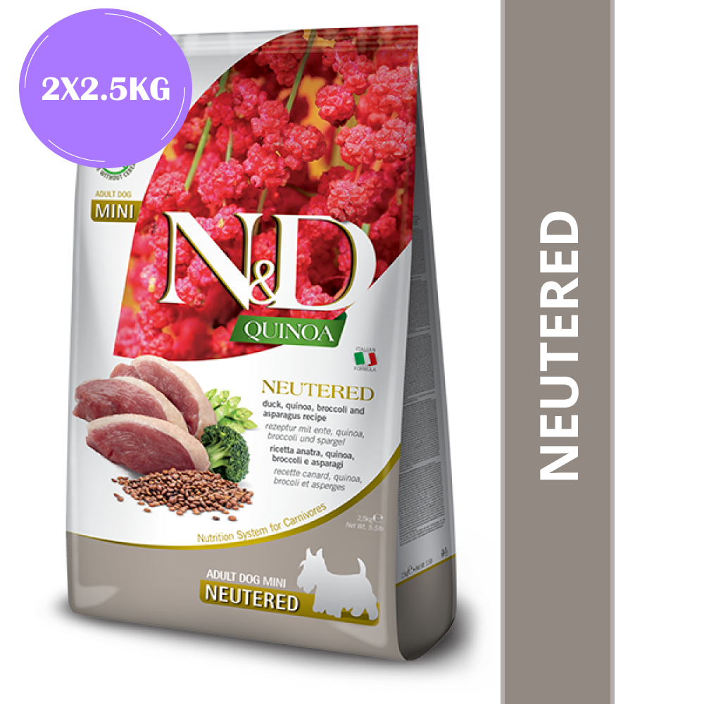 Farmina N&D Neutered Quinoa Duck, Broccoli & Asparagus Adult Mini Dog Dry Food image 10