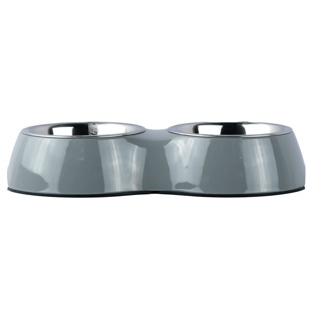 Basil Double Melamine Bowl Dinner Set for Dogs and Cats (Grey) image 5