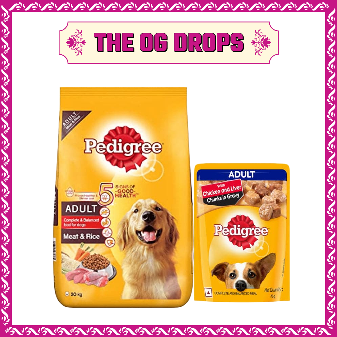 Pedigree Meat & Rice Dry and Chicken and Liver Chunks in Gravy Wet Adult Dog Food Combo image 2