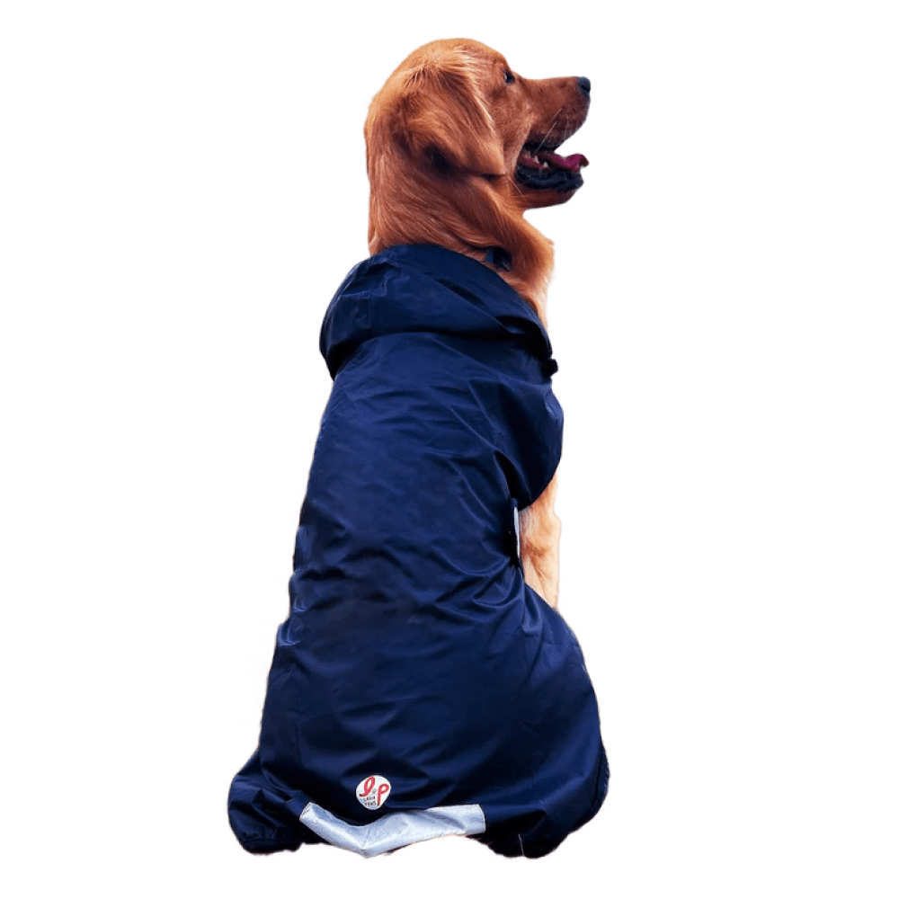 The Drizzle Deflector - Adjustable & Reflective Raincoat for Dogs by Lana Paws  (Navy Blue Solid) image 5