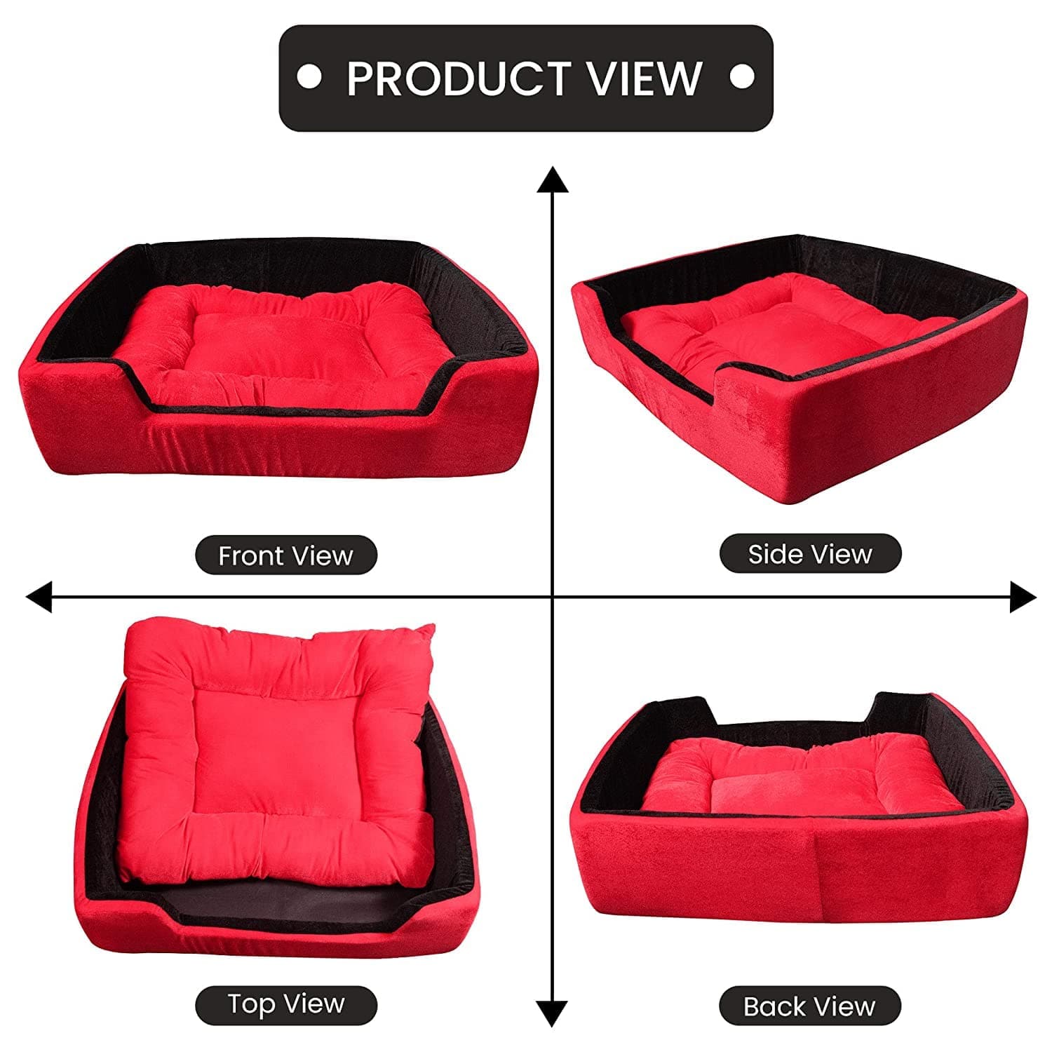 Hiputee Super Soft Dual Rectangle Velvet Bed for Dogs and Cats (Red Black) image 6