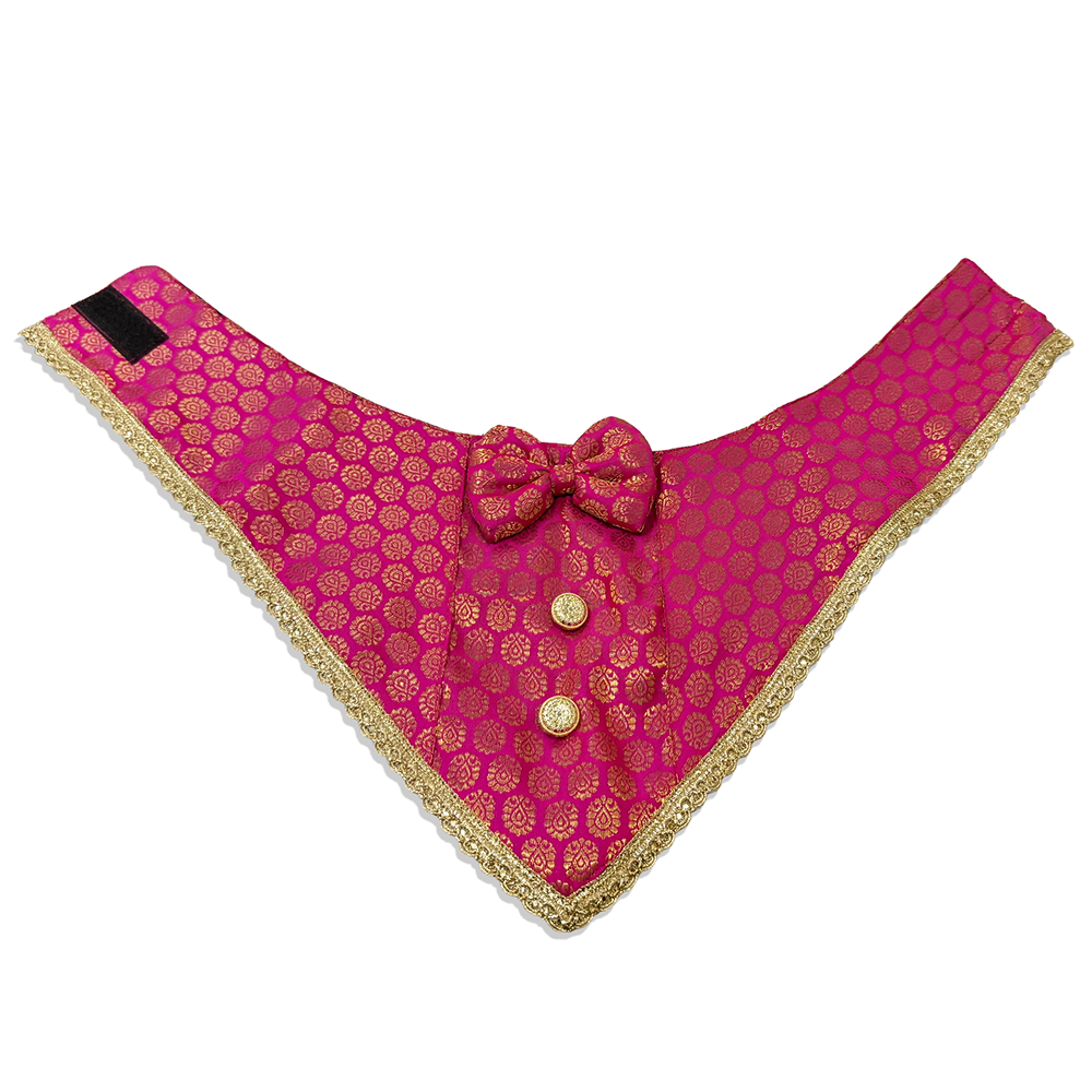 PawsIndia Traditional Royal Brocade Tuxedo for Dogs and Cats (Pink) image 3
