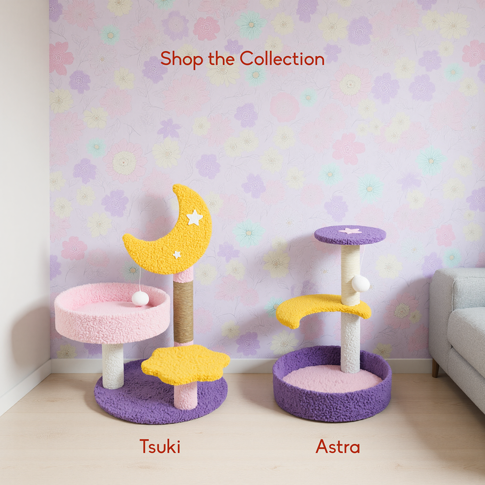 FurryLiving Astra 3Level Cat Tree for Cats & Kittens with Scratching Post and Hanging Toy for Cats image 6