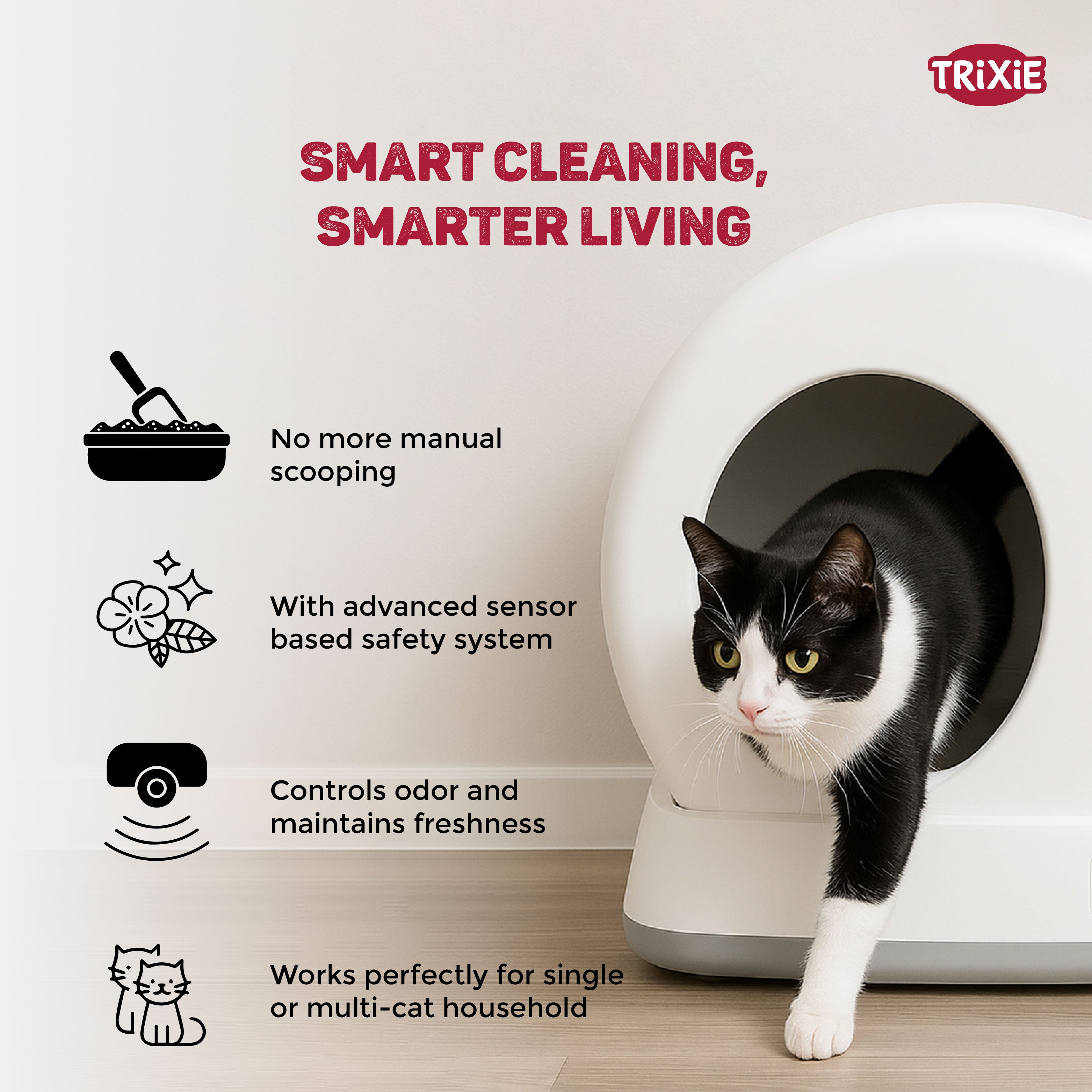 Trixie Automatic Self Cleaning Litter Tray for Cats (White) image 2