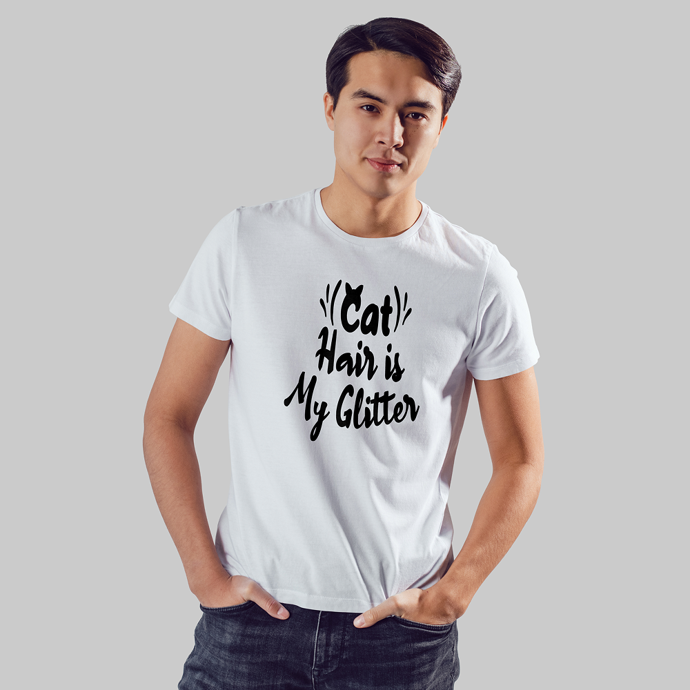 Seek Buy Love Cat Hair Glitter Tee (White)