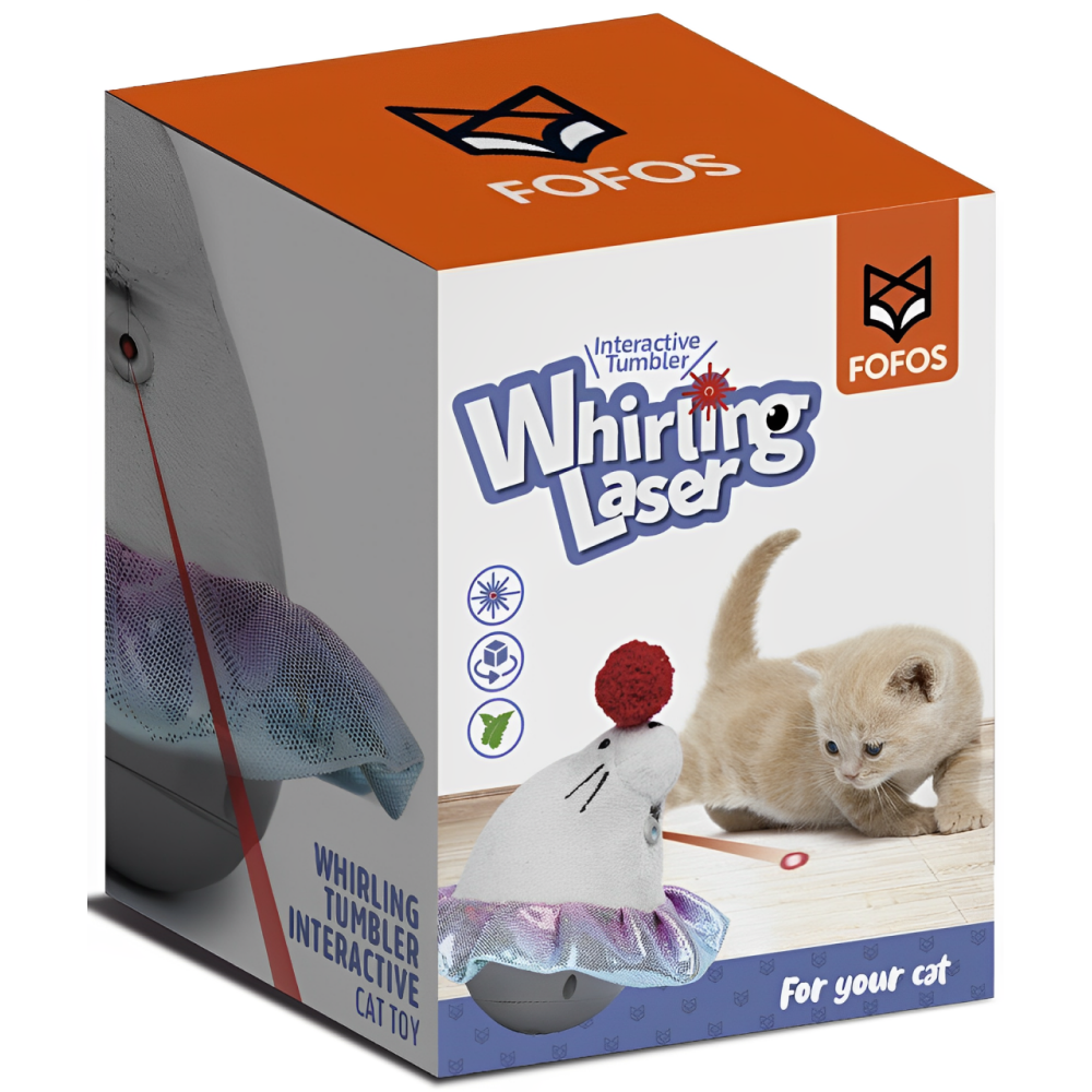 Barkbutler x Fofos Whirling Laser Electronic Sea Lion Tumbler Toy for Cats (White/Grey) image 2