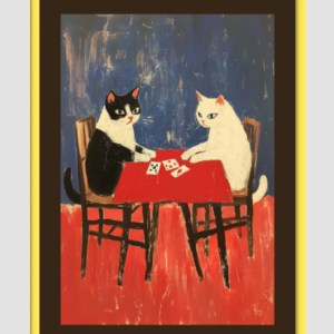 EverythingBoho Framed Art Cat Playing Cards (Yellow)