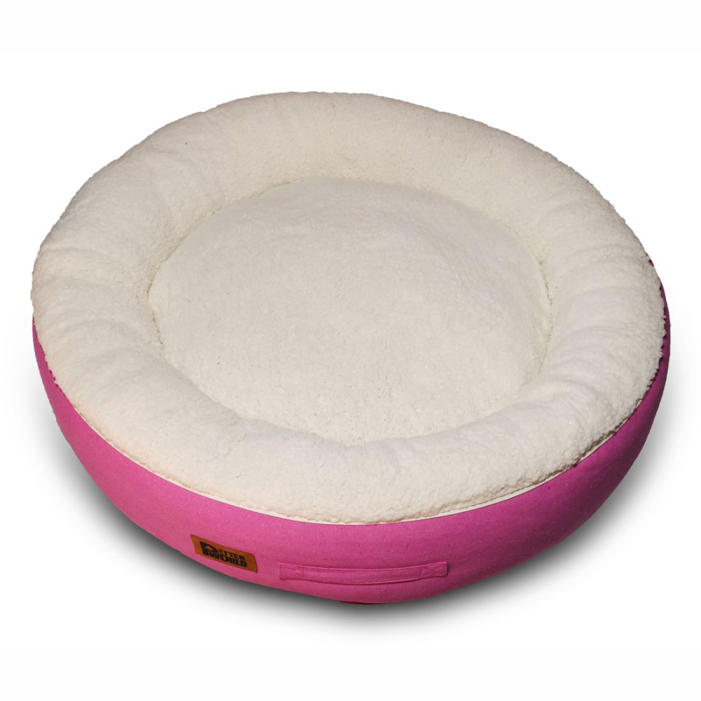 Petter World Ultra Luxury Cotton Canvas Donut Bed With Removable Sherpa Fur Cushion for Dogs (Crocus) image 2