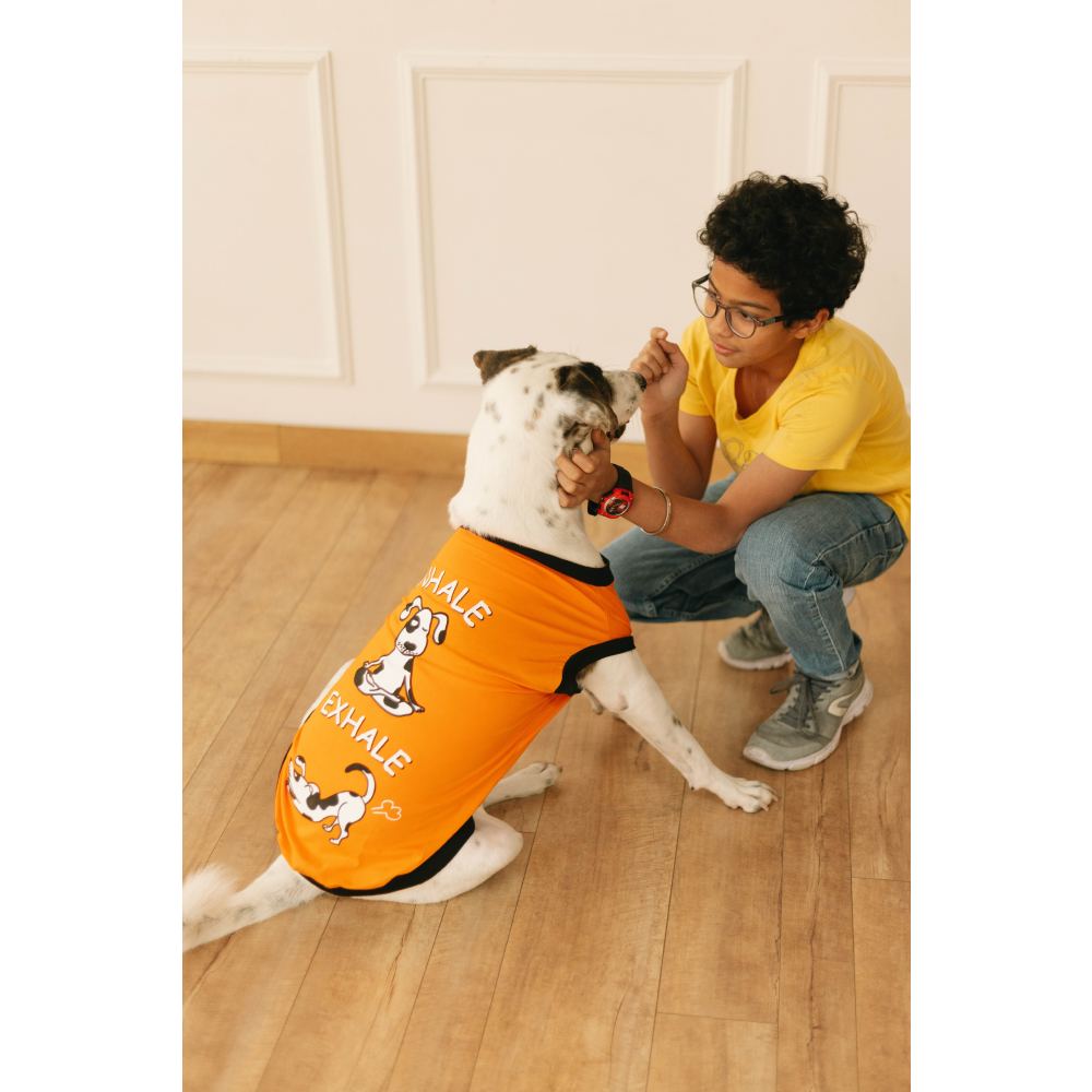 Pet Set Go Inhale Exhale T-shirt for Dogs (Orange) image 6