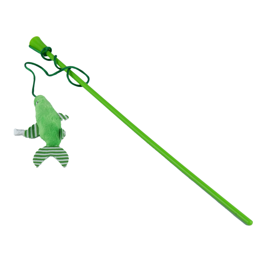 Trixie Cat Teaser With Plush Fish & Catnip Toy for Cats (Green) image 3