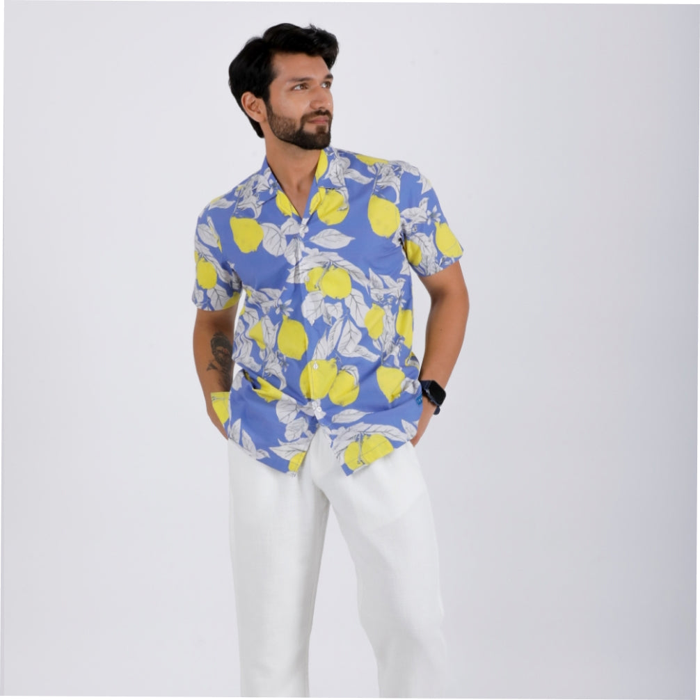 15 Buttons Santorini Pet Parent Shirt for Men (Blue)