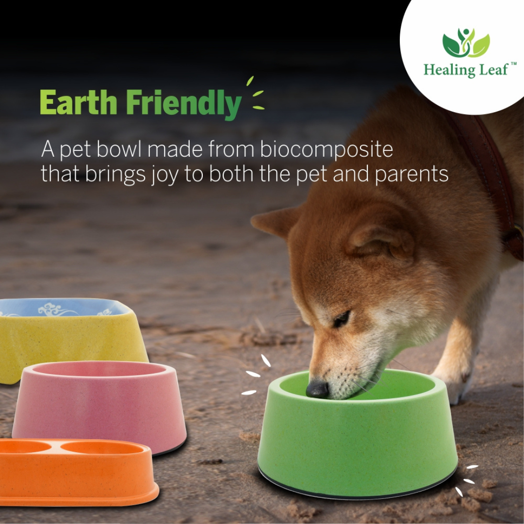 Healing Leaf Eco Friendly Cartoon Bamboo Bowl for Dogs and Cats (Green) image 3