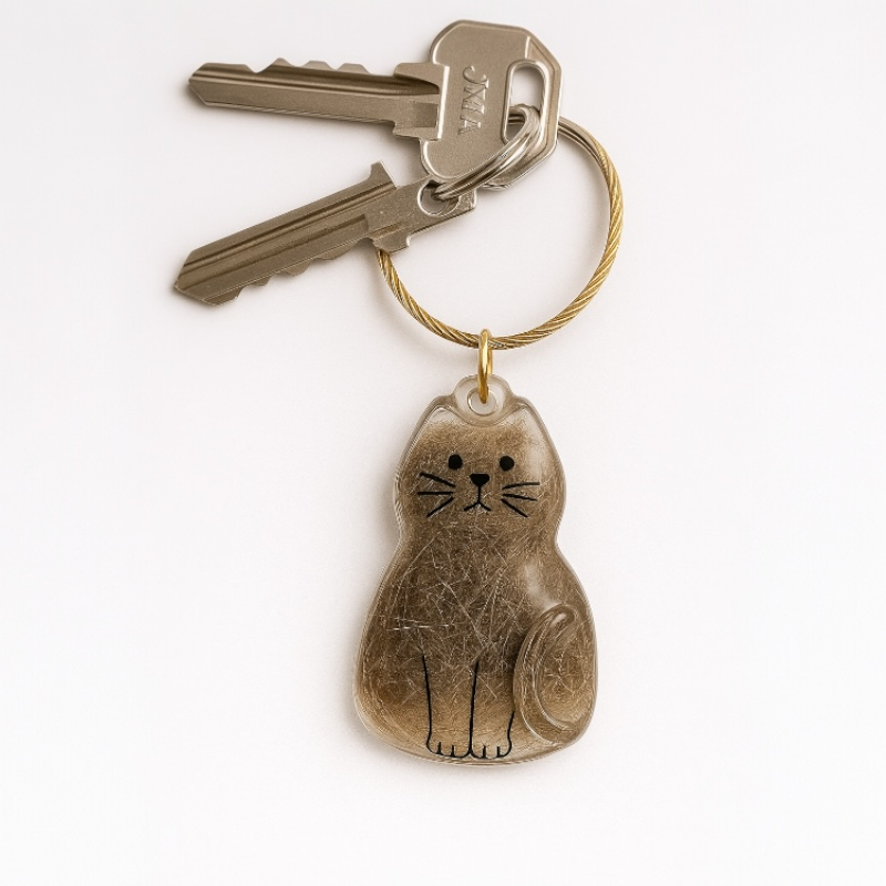 Talking Dog Club Sitting Cat Hair Keepsake Capsule Key Chain image 2