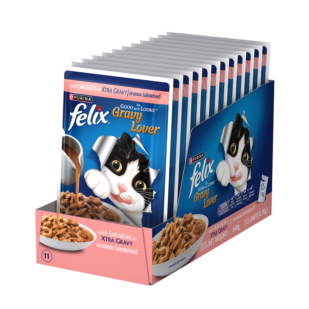 Purina Felix Gravy Lover Salmon Chunks Adult Complete and Balanced Cat Wet Food image 7