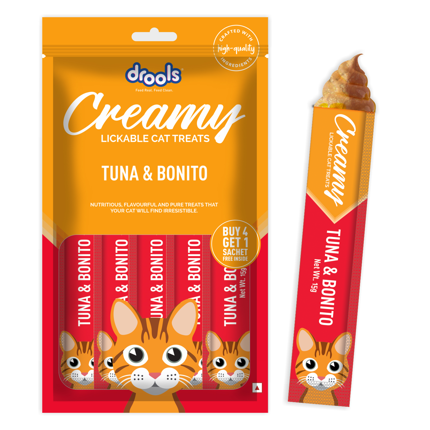 Drools Tuna & Bunito , Salmon & Skipjack and Real Chicken Creamy Cat Treats Combo image 6