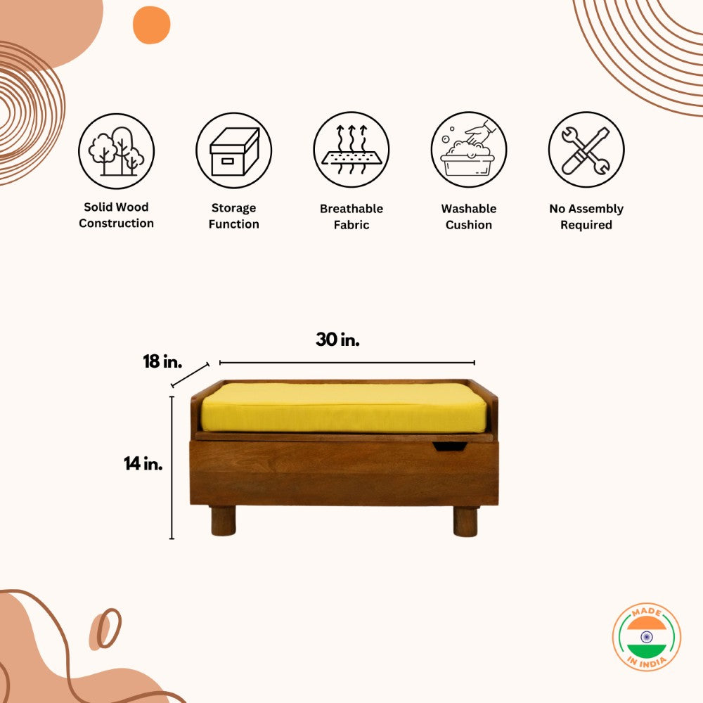 FurryLiving Hibachi Bed with Storage for Dogs (Honey/Yellow Cushion) image 3