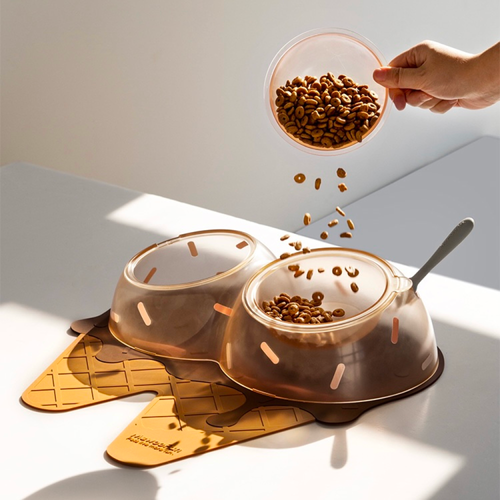 Talking Dog Club Chocolate Ice Cream Bowl for Cats (Brown) image 5