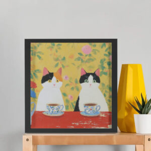 EverythingBoho Cute Cat Pair Wall Art (Black)
