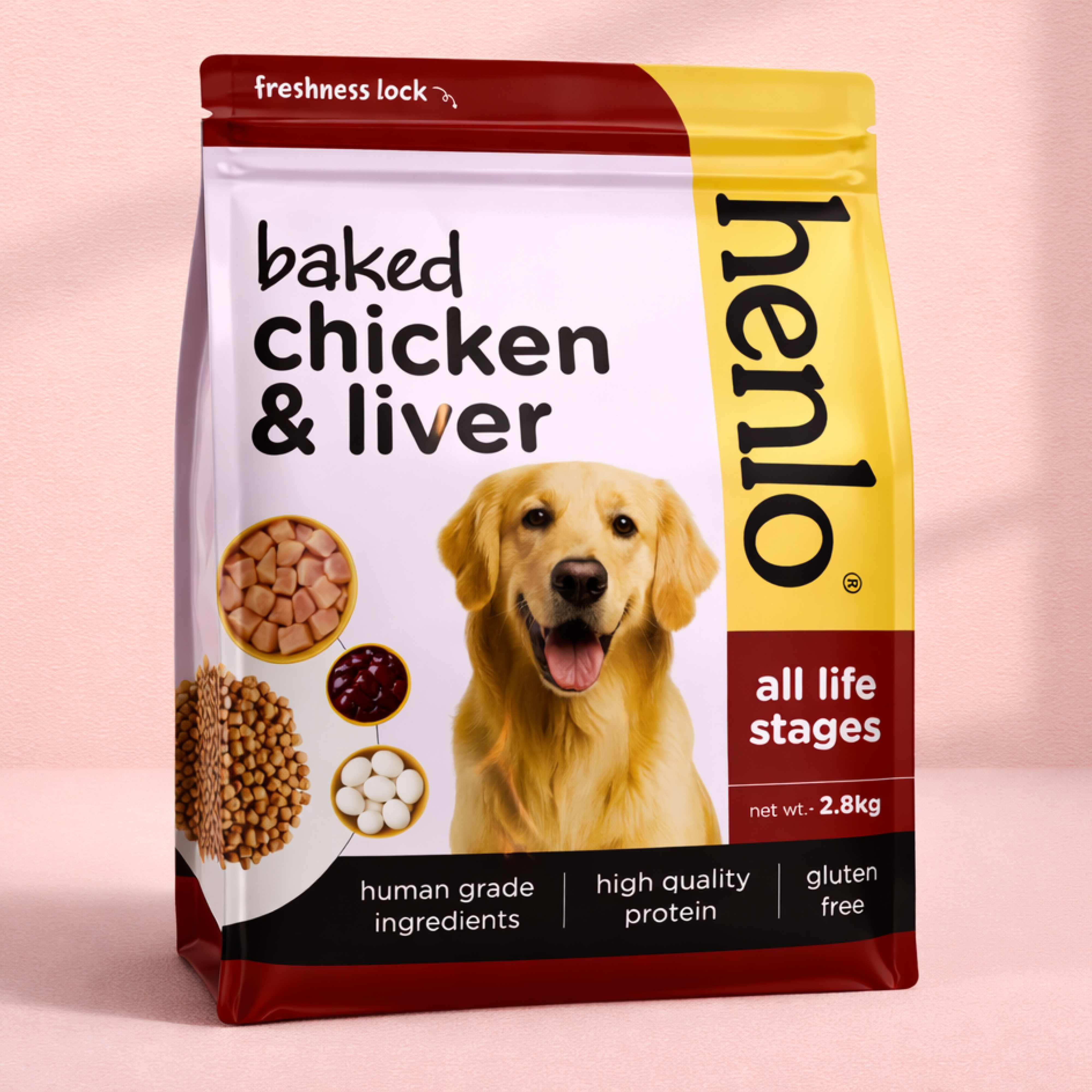 Henlo Baked Chicken & Liver Adult and Puppy Dog Dry Food | 100% human grade ingredients