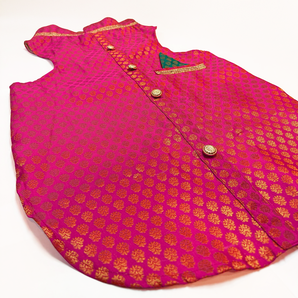 Pawsindia Traditional Royal Brocade Kurta for Cats (Pink) image 3