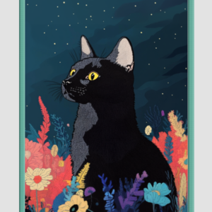 EverythingBoho The Black Cat Artistic Framed Art (Bottle Green)