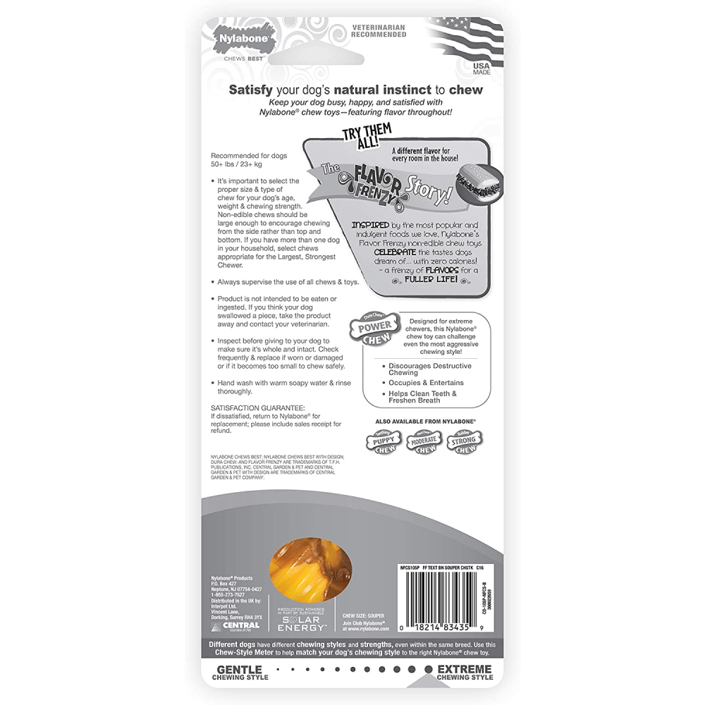 Nylabone Power Chew Flavor Frenzy Textured Bone Toy for Dogs (Yellow, Brown) image 3