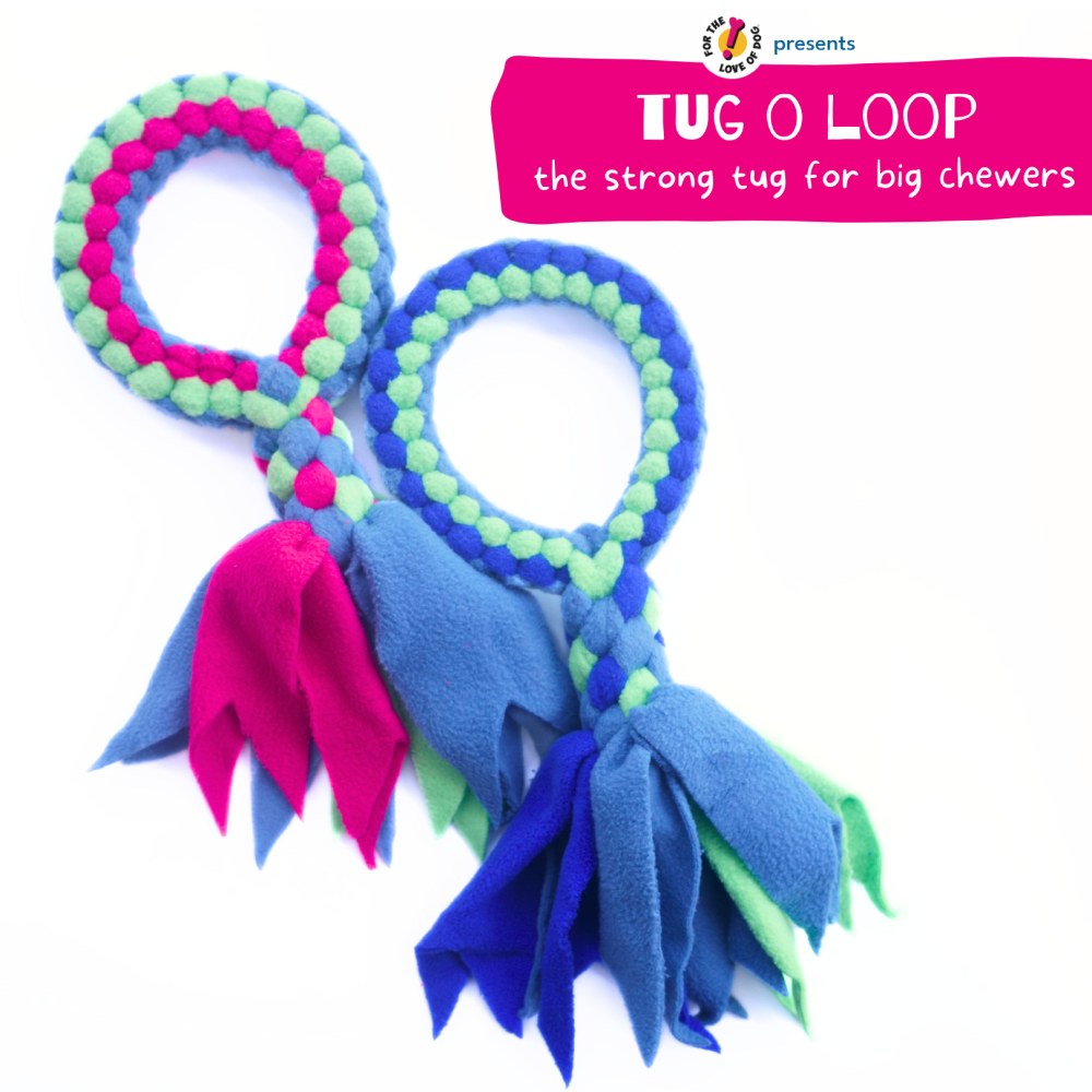 For The Love Of Dog Tug O Loop Chew Toy for Dogs (Blue/Green) image 4
