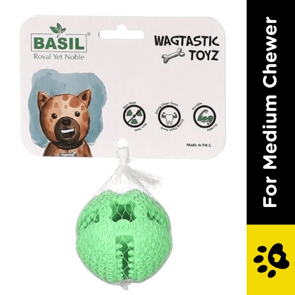 Basil Treat Dispensing Solid Chew Ball Toy for Dogs (Green) image 2