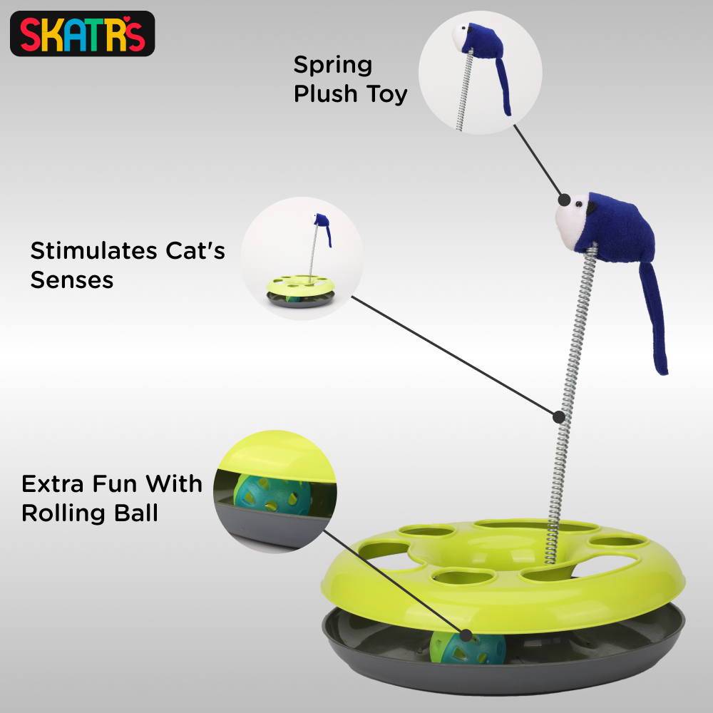 Skatrs Interactive Happy Circle Toy for Cats (Green) image 3