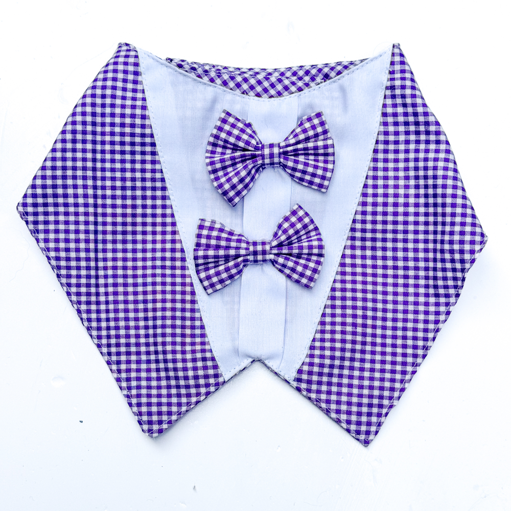 Pawgypets Casual Check Bandana for Dogs and Cats (Purple) image 3