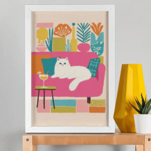 EverythingBoho The Cool Persian Cat Wall Art (White)