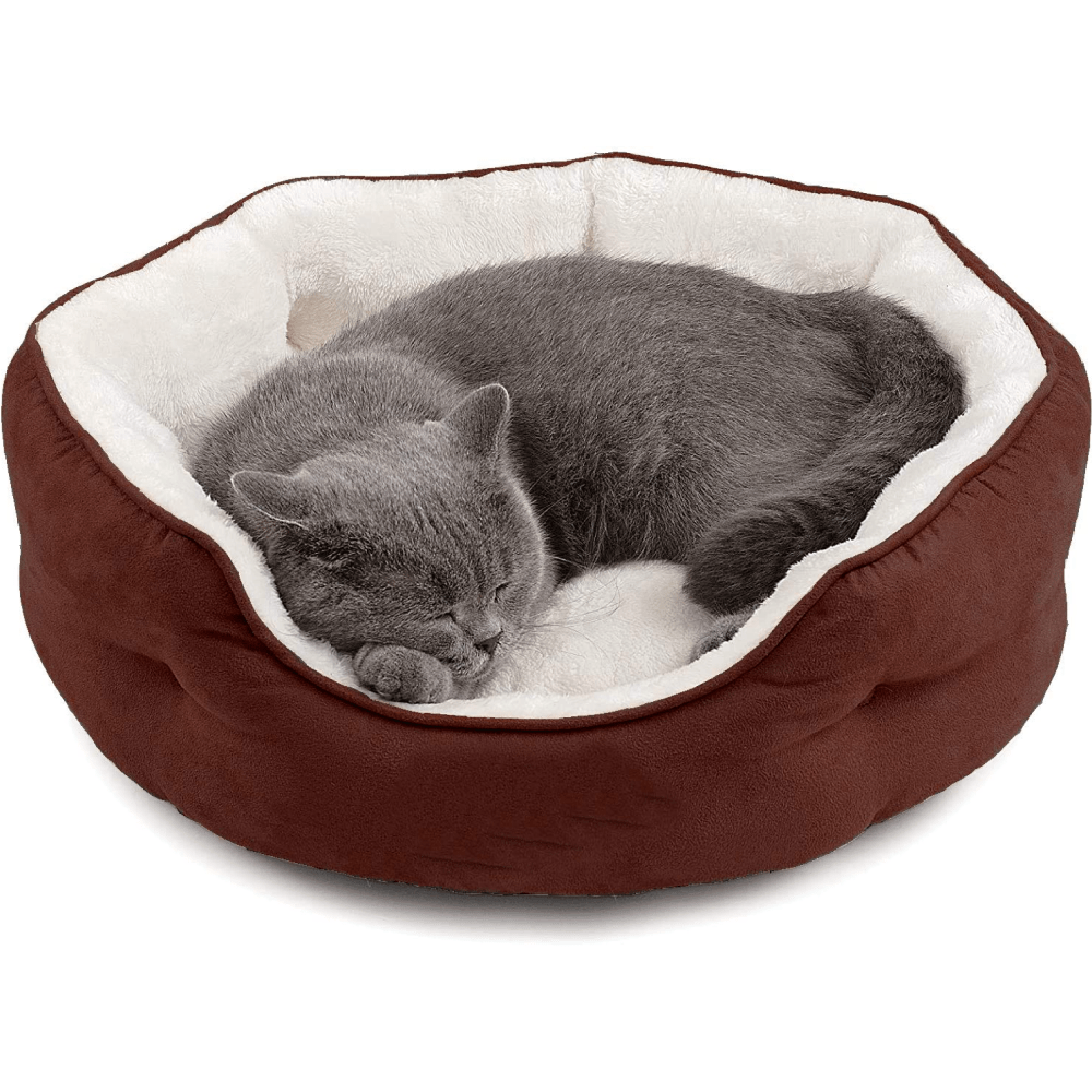 Fluffy's Pawsome Round Washable Bed for Dogs and Cats (Brown) image 3