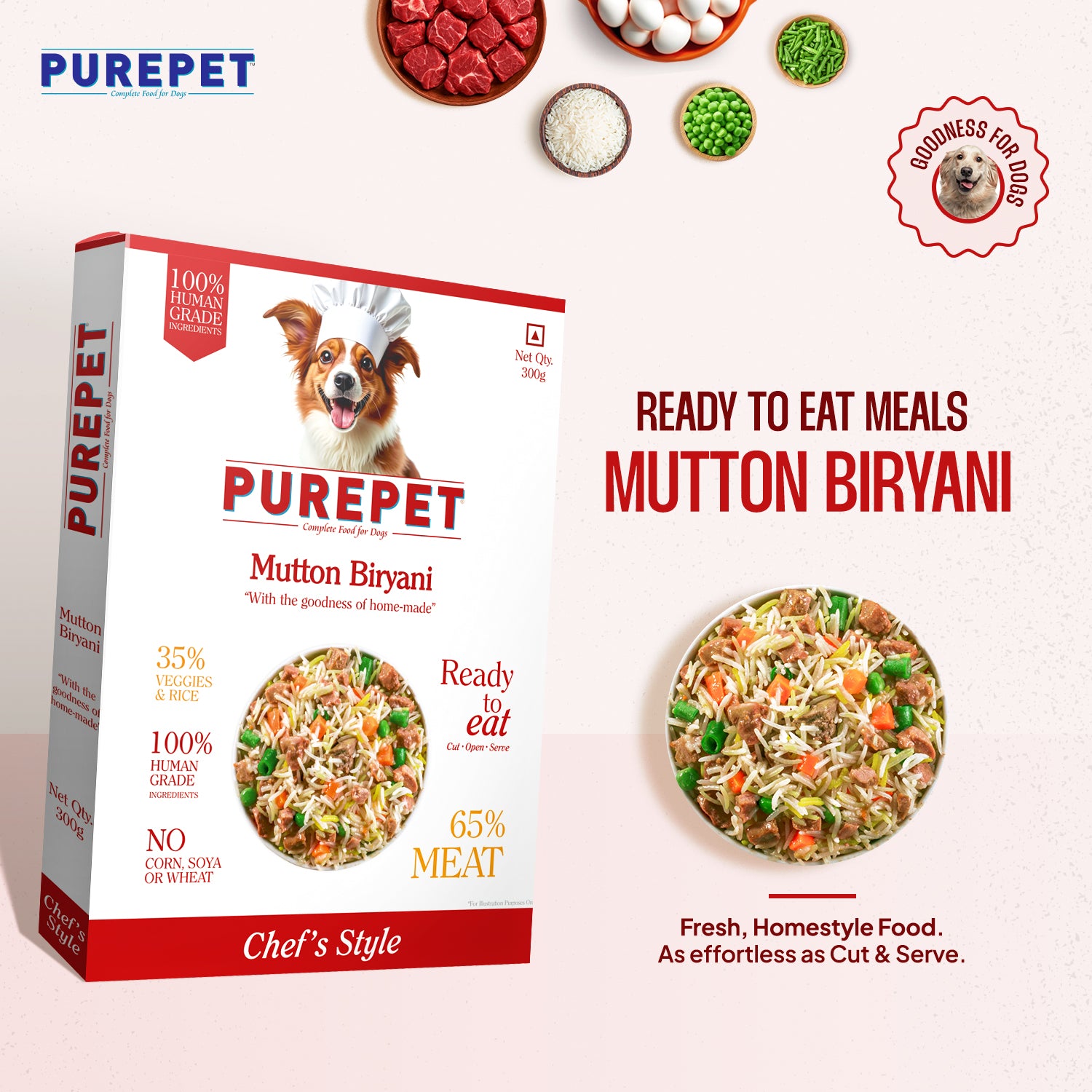 Purepet Chicken and Mutton Biryani Fresh Food For Dogs image 4