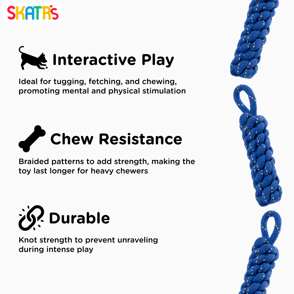 Skatrs Dummy Knotted Rope Chew Toy for Dogs and Cats (Blue) image 3