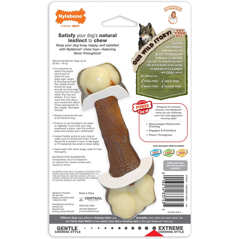 Nylabone Beef Flavor Power Chew Femur Dog Bone for Dogs image 3