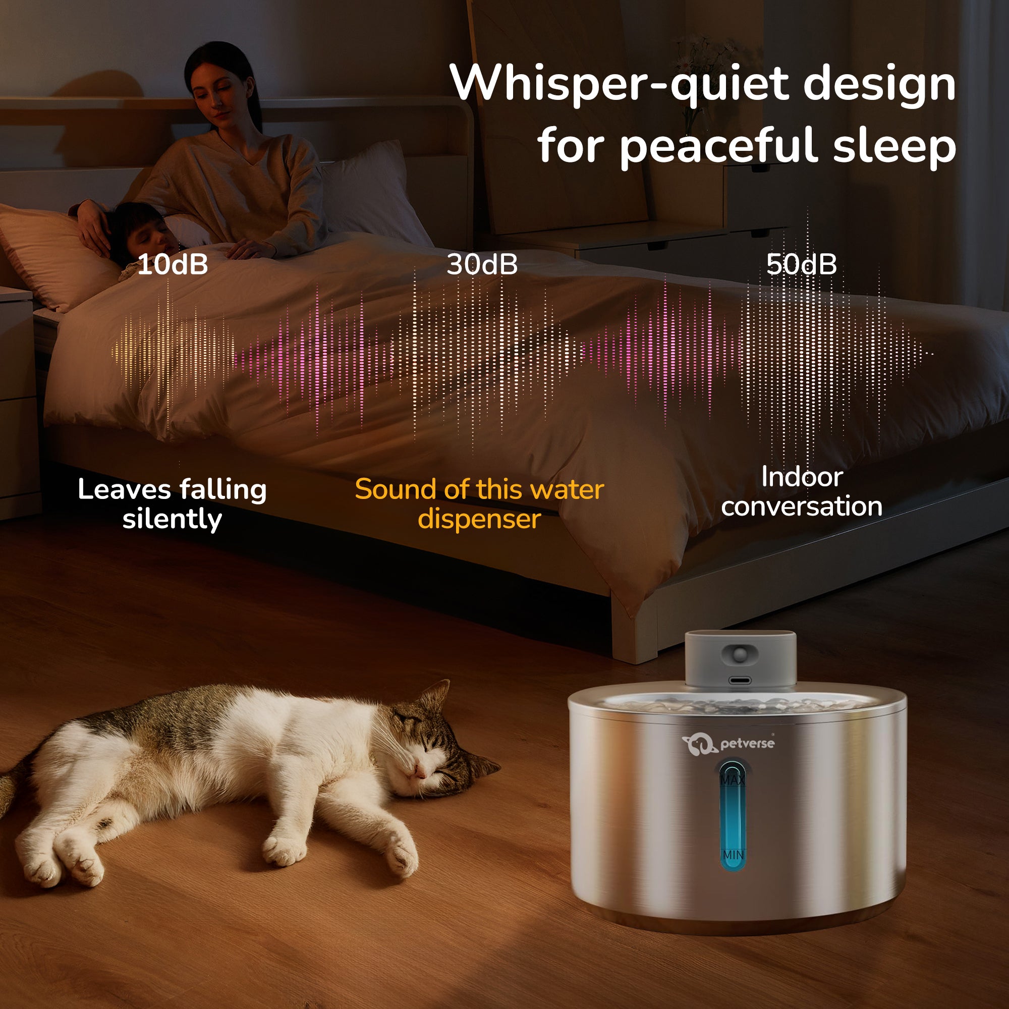 Petverse Smart Motion Sensor Pet Water Fountain for Dogs & Cats (Silver) image 2