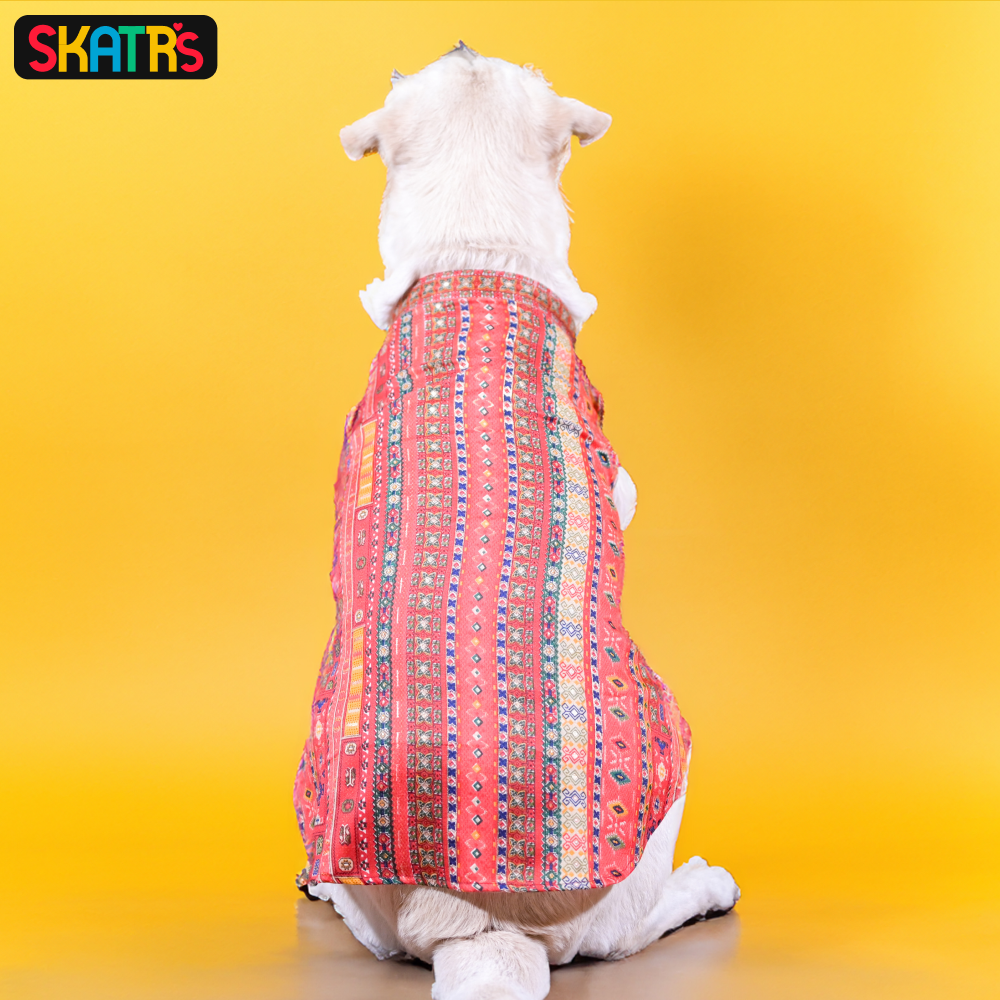 Skatrs Cotton Printed Kurta for Dogs and Cats (Red) image 2