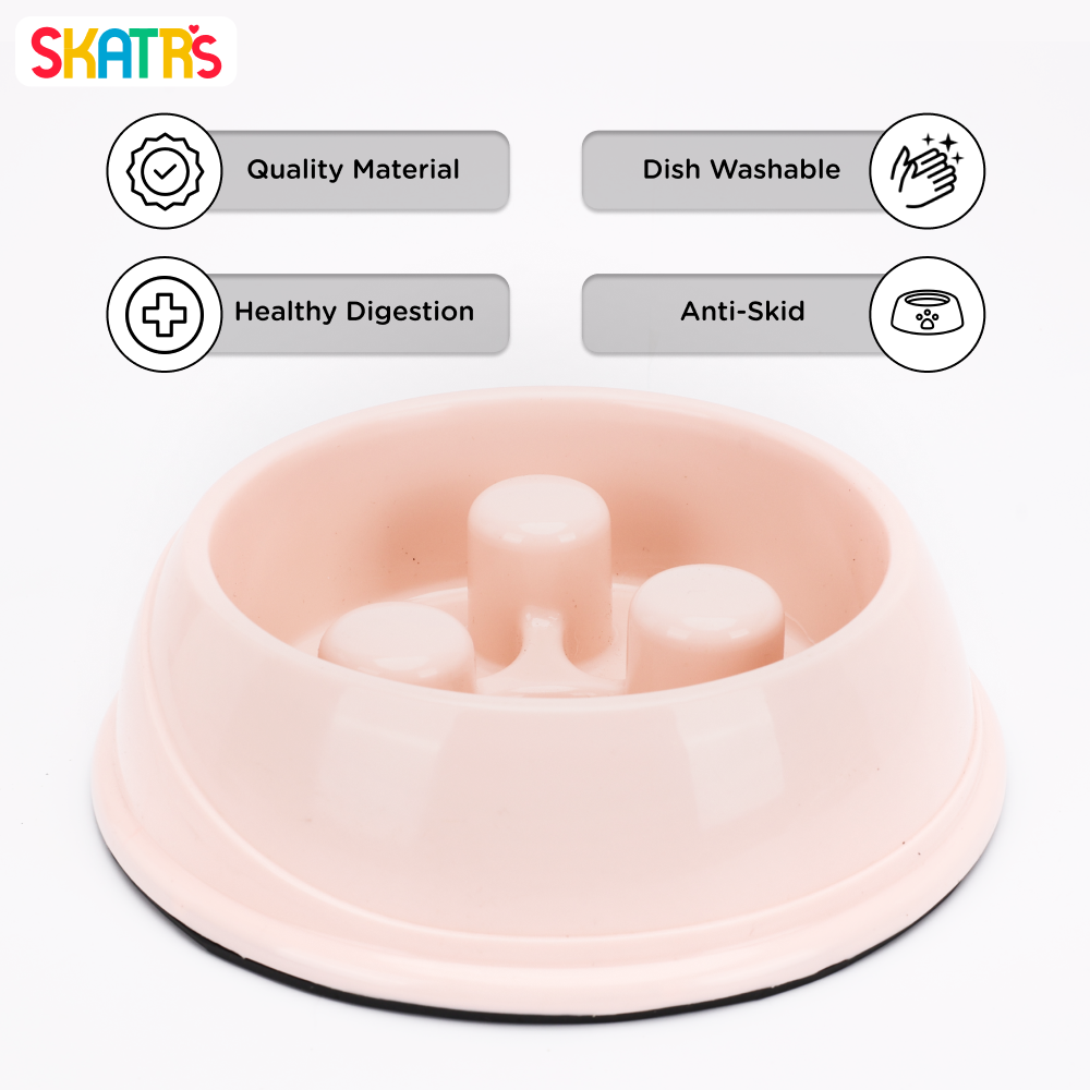 Skatrs Antiskid Slow Feeder Bowl for Dogs and Cats (Pink) image 3