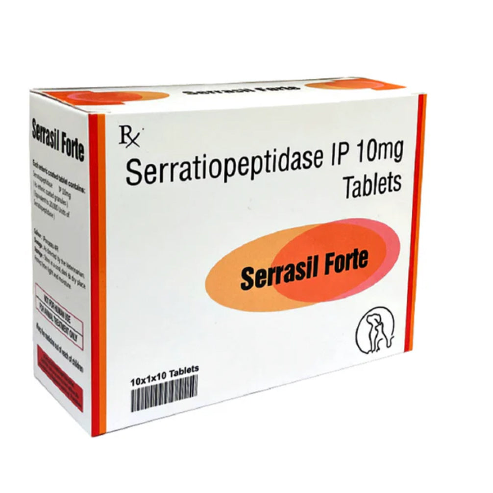 Sihil Serrasil Forte (Serratiopeptidase) 10mg Tablets for Dogs and Cats