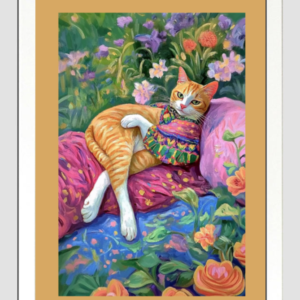 EverythingBoho Miss Cat At Leisure Wall Art (White)